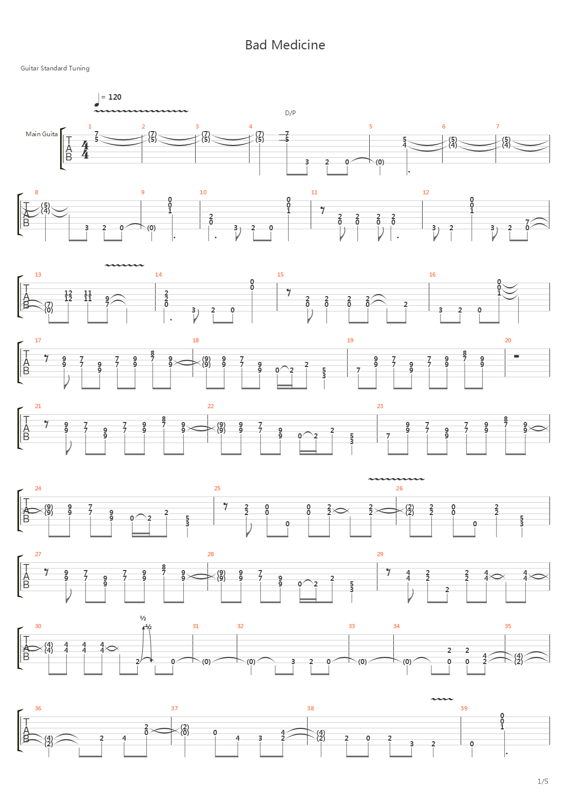 Bad Medicine吉他谱