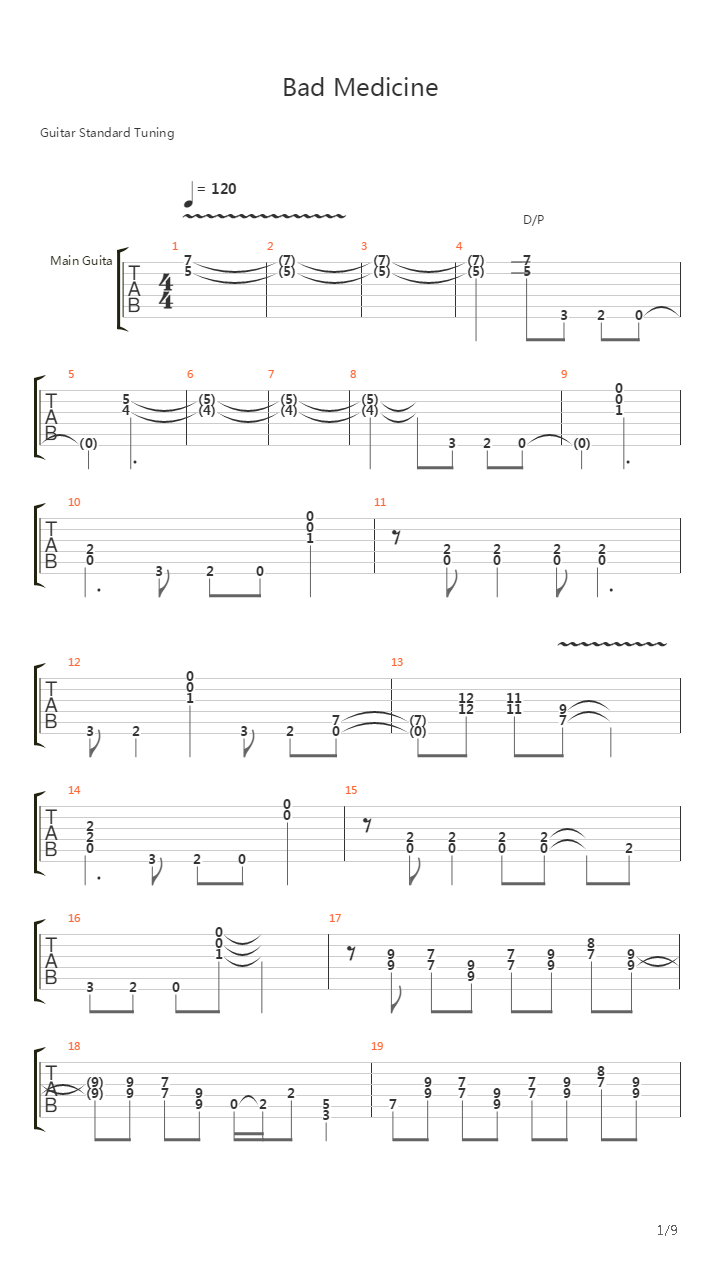 Bad Medicine吉他谱