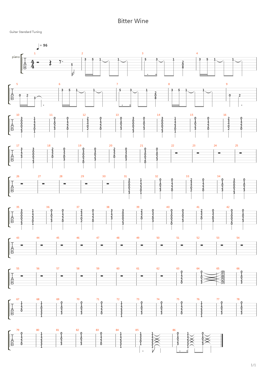 Bitter Wine吉他谱