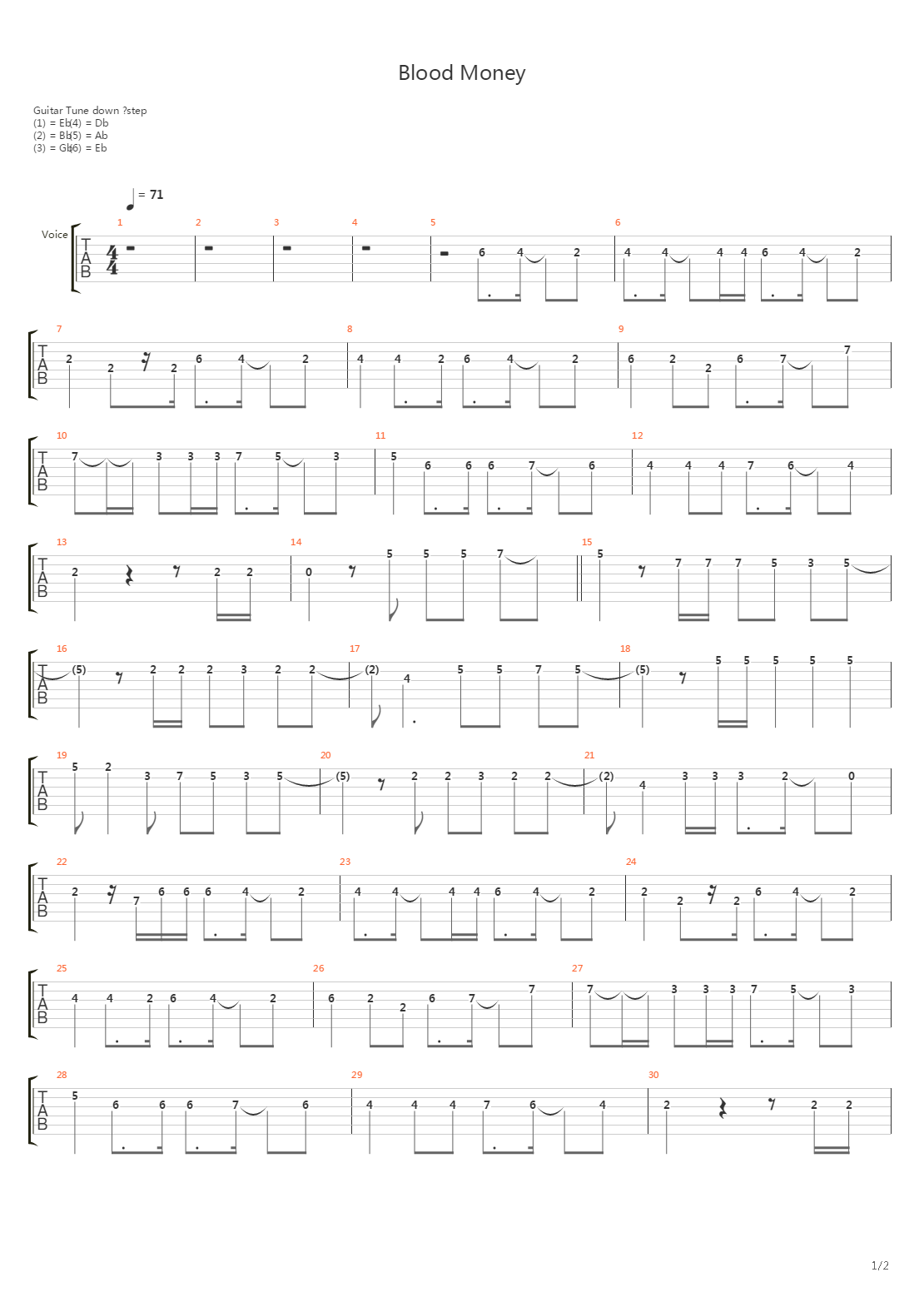 Blood Money吉他谱