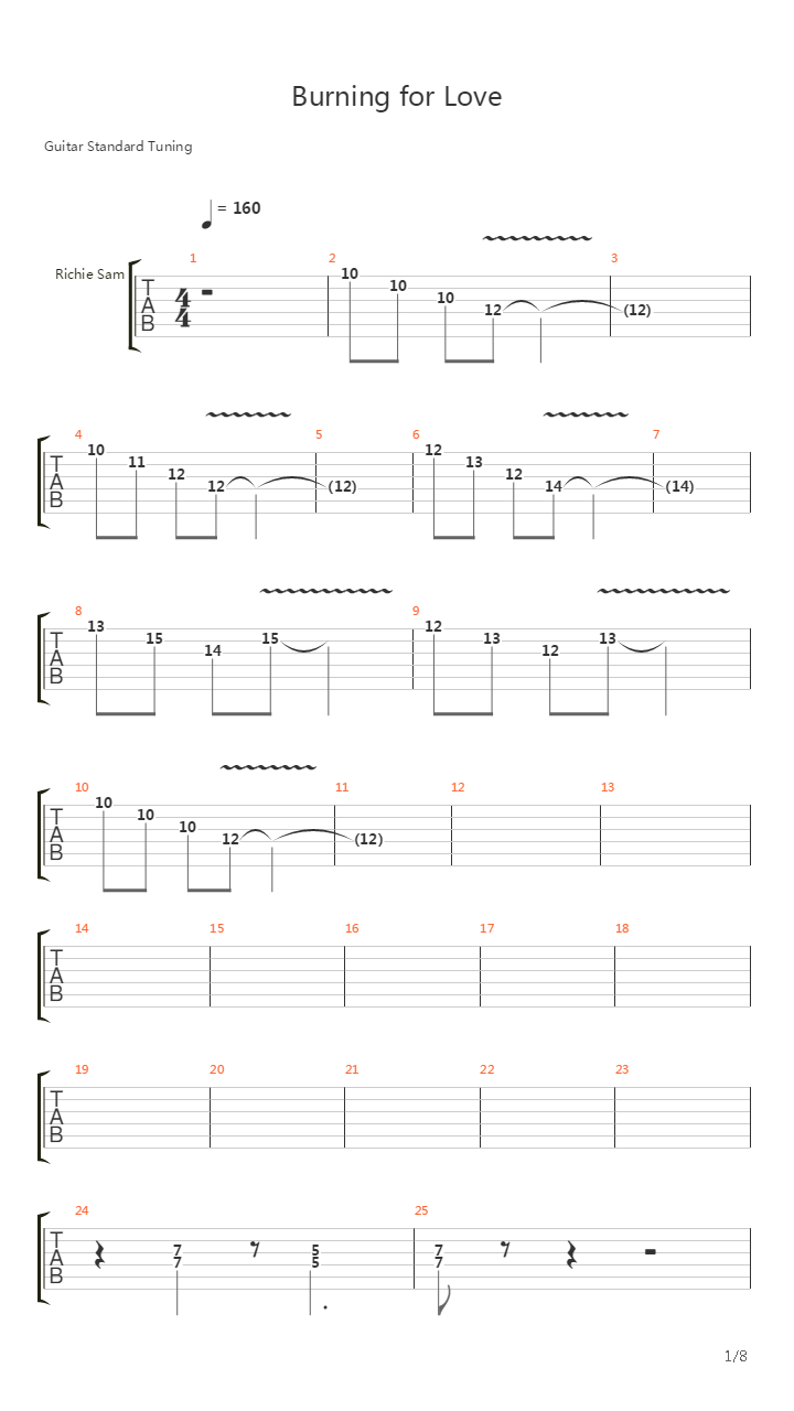 Burning For Love吉他谱