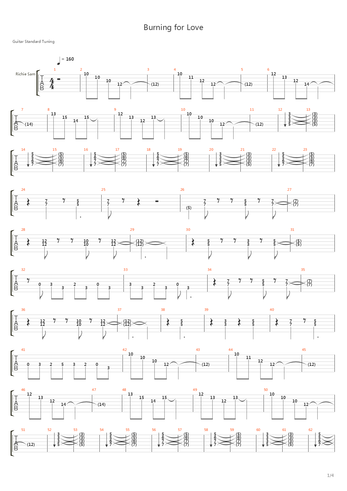 Burning For Love吉他谱