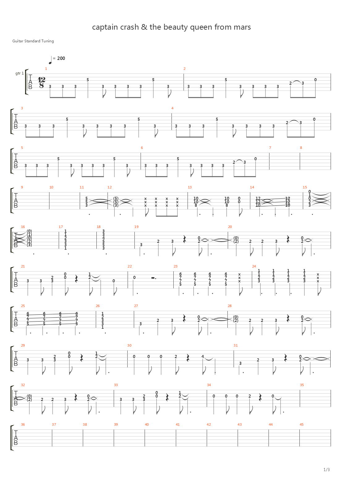 Captain Crash And The Beauty Queen From Mars吉他谱