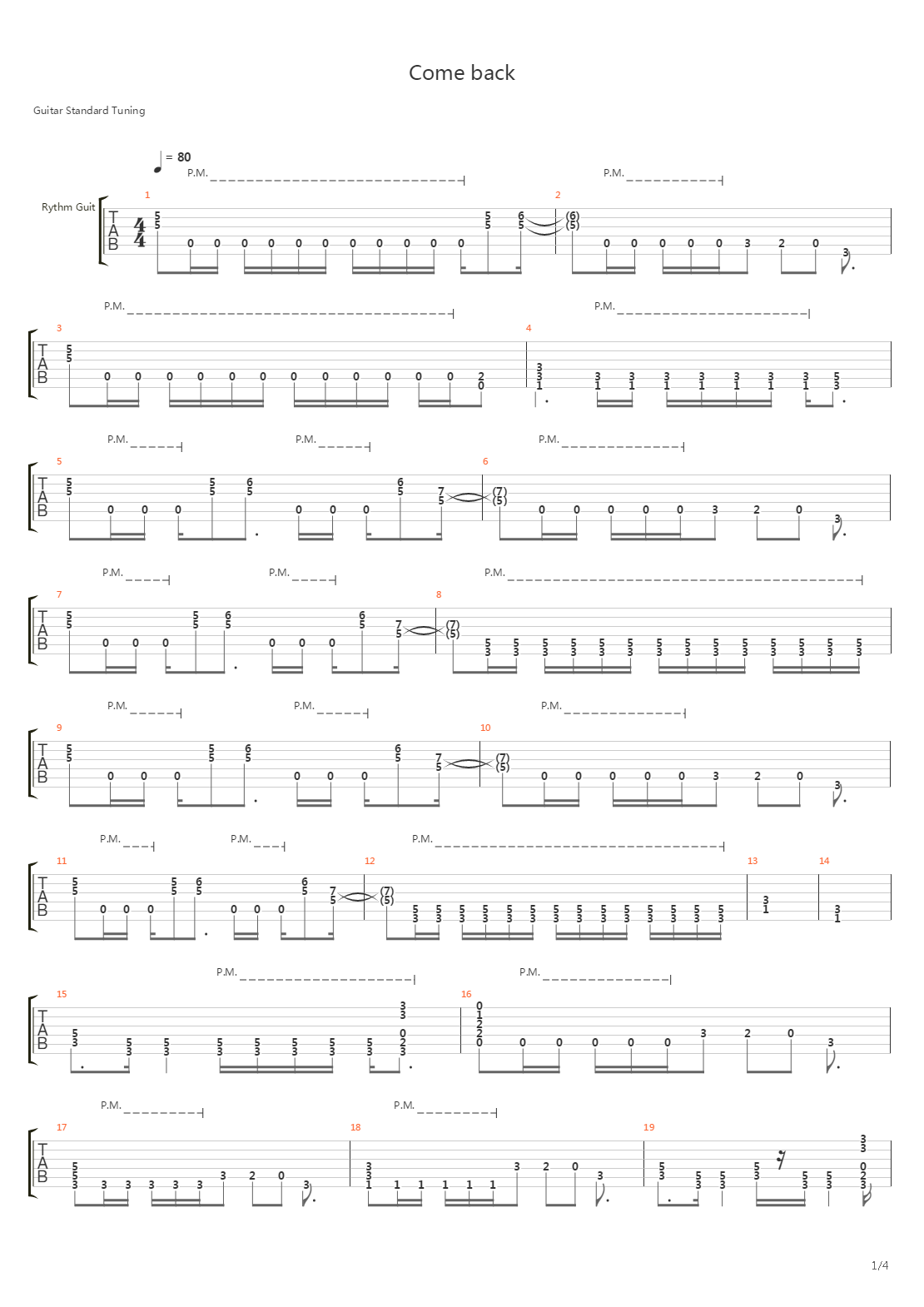 Come Back吉他谱