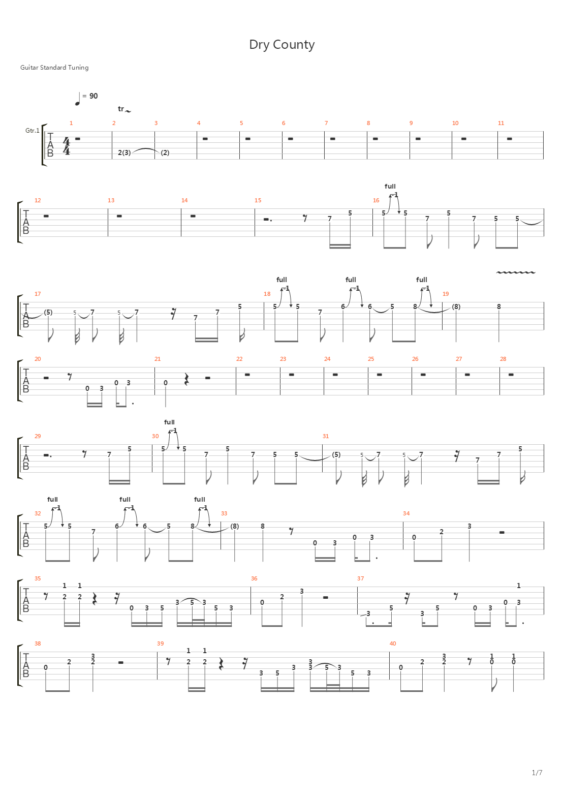 Dry County吉他谱