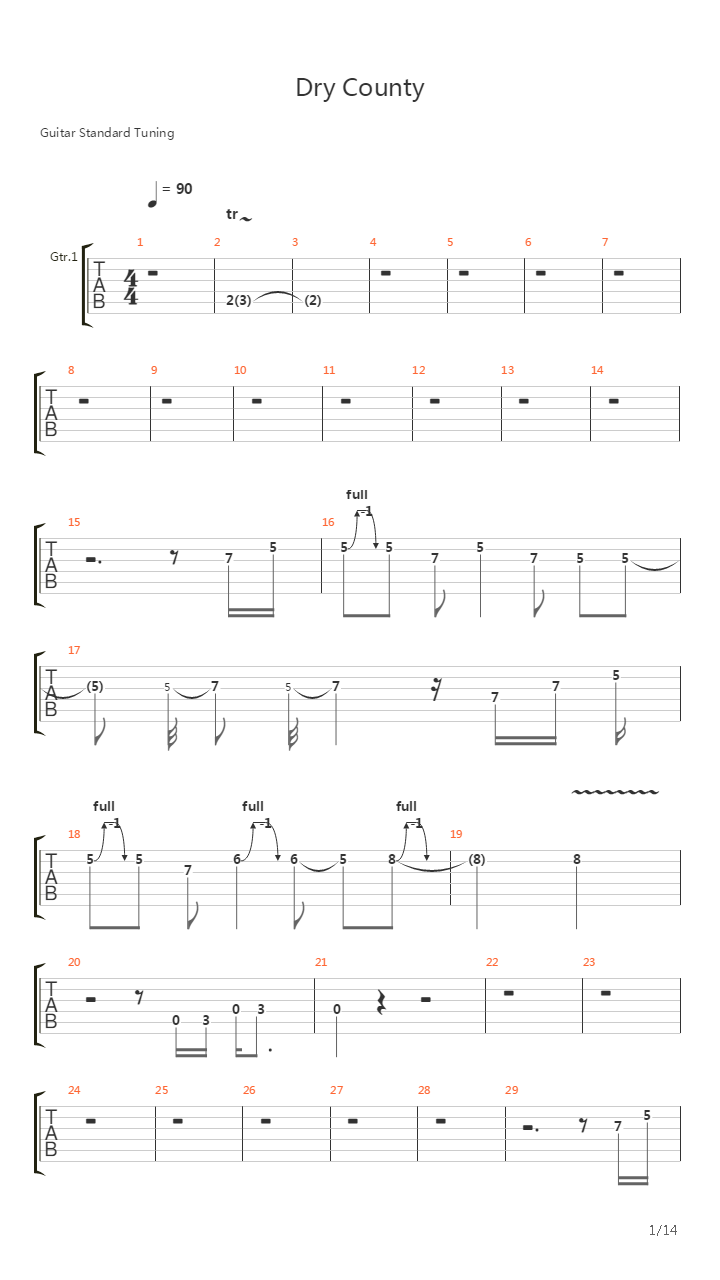 Dry County吉他谱