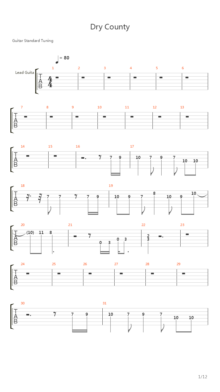 Dry County吉他谱