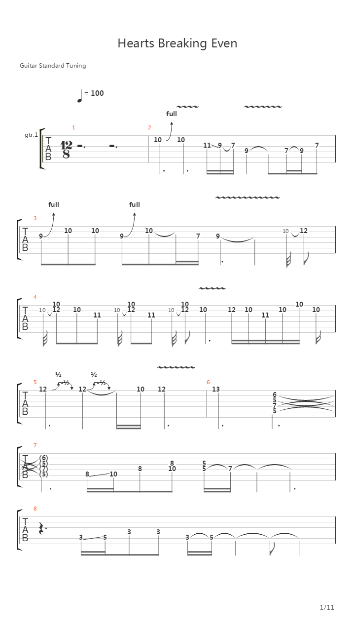 Hearts Breaking Even吉他谱