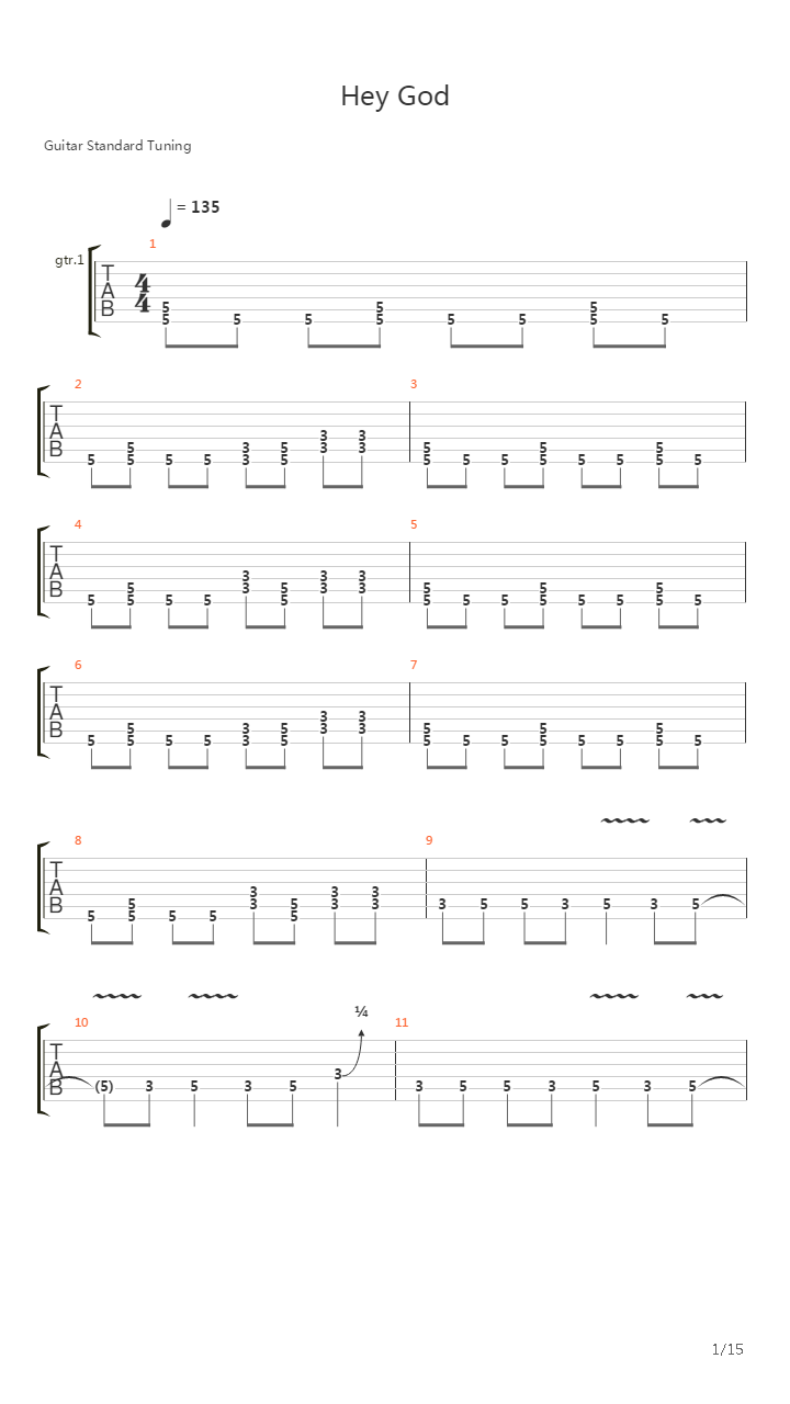 Hey God吉他谱