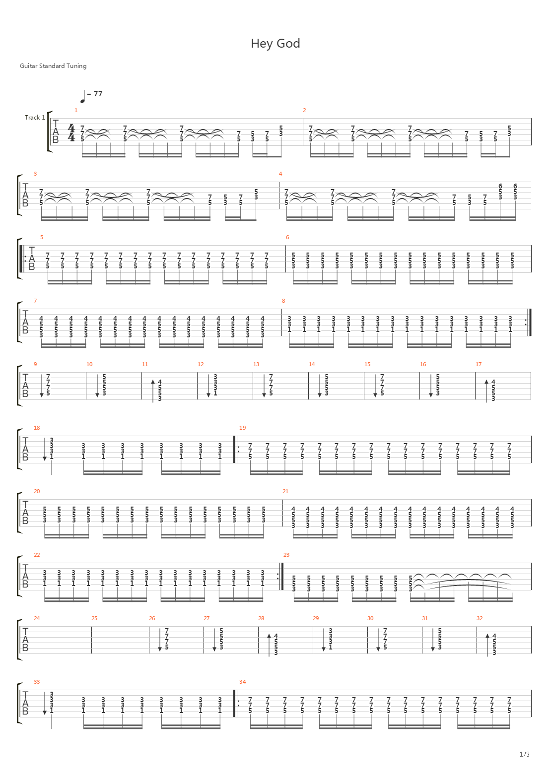 Hey God吉他谱