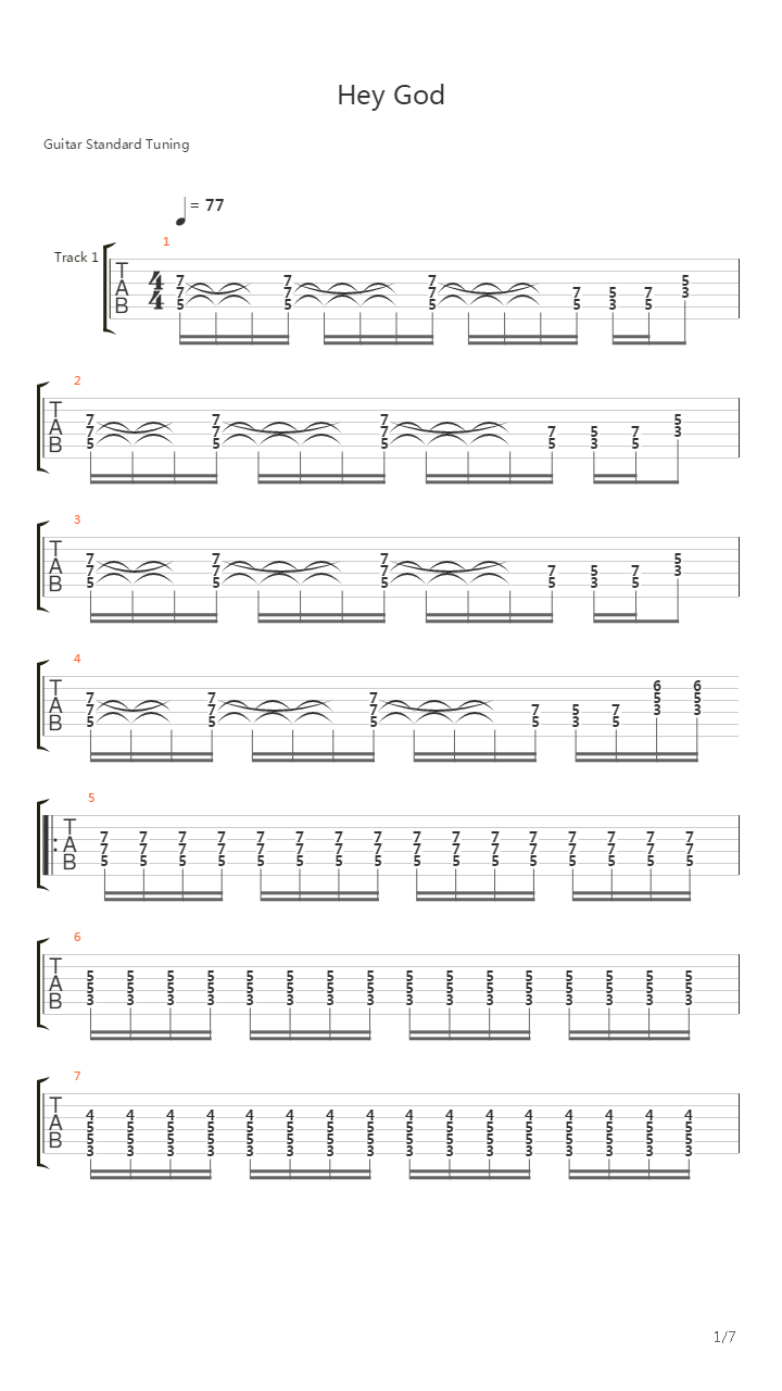 Hey God吉他谱