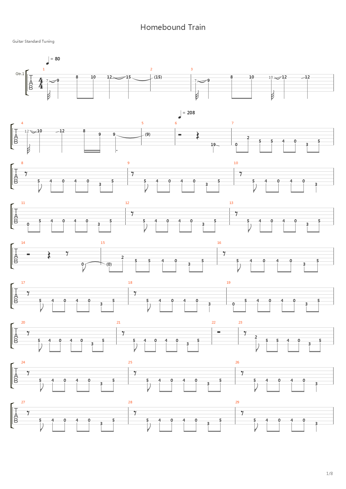 Homebound Train吉他谱