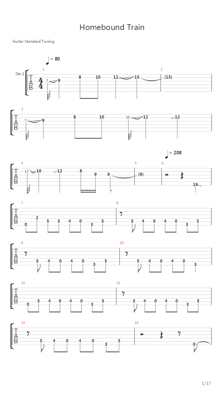 Homebound Train吉他谱