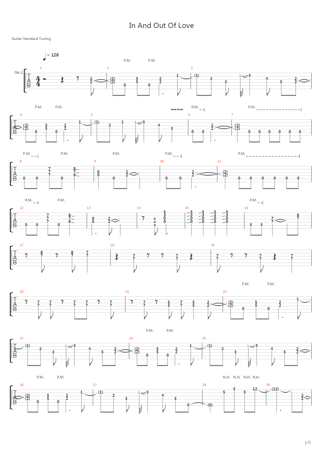 In And Out Of Love吉他谱