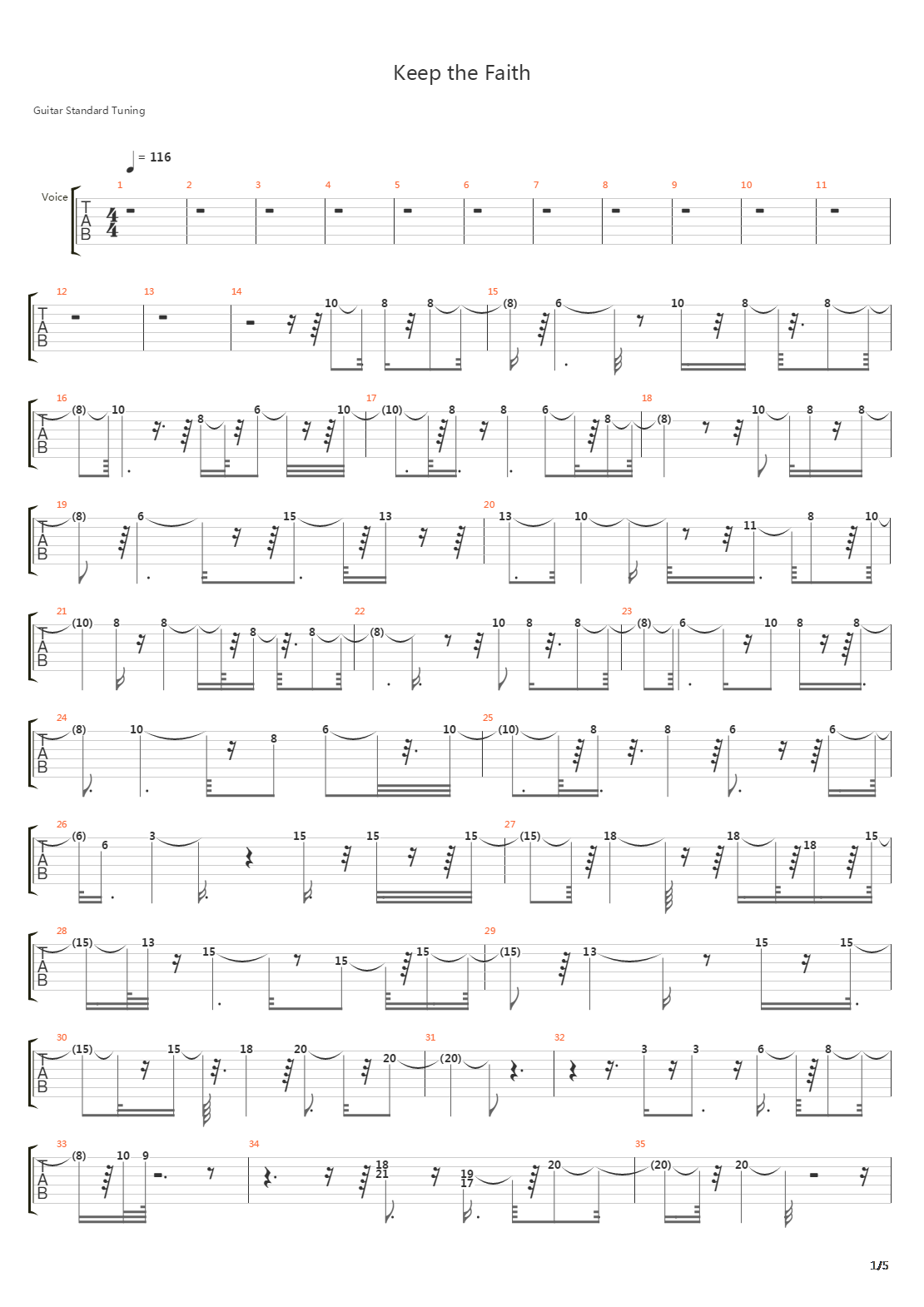 Keep The Faith吉他谱