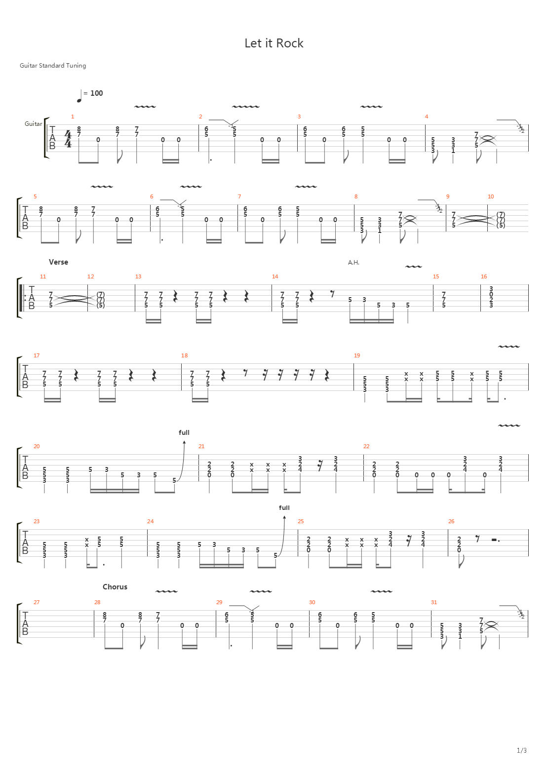 Let It Rock吉他谱