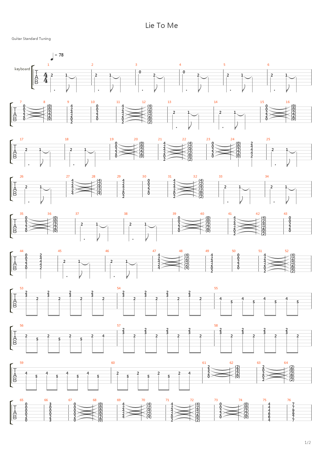Lie To Me吉他谱
