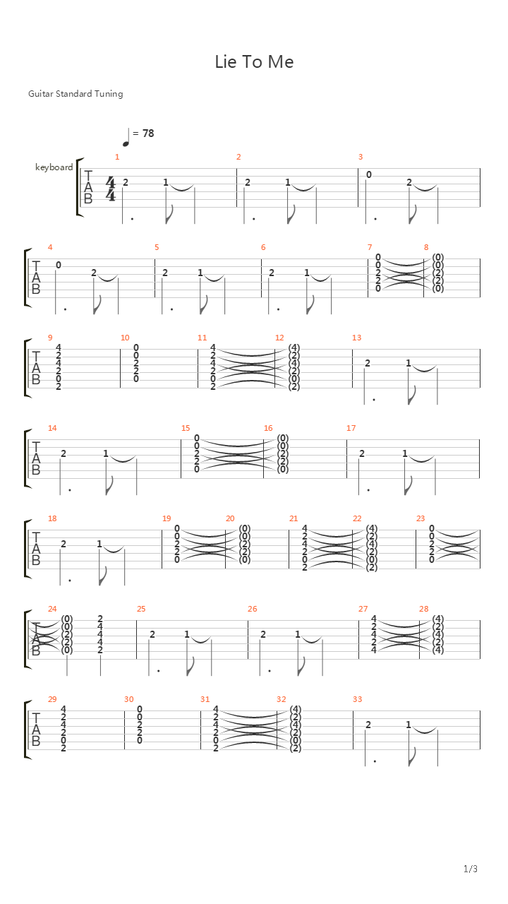 Lie To Me吉他谱