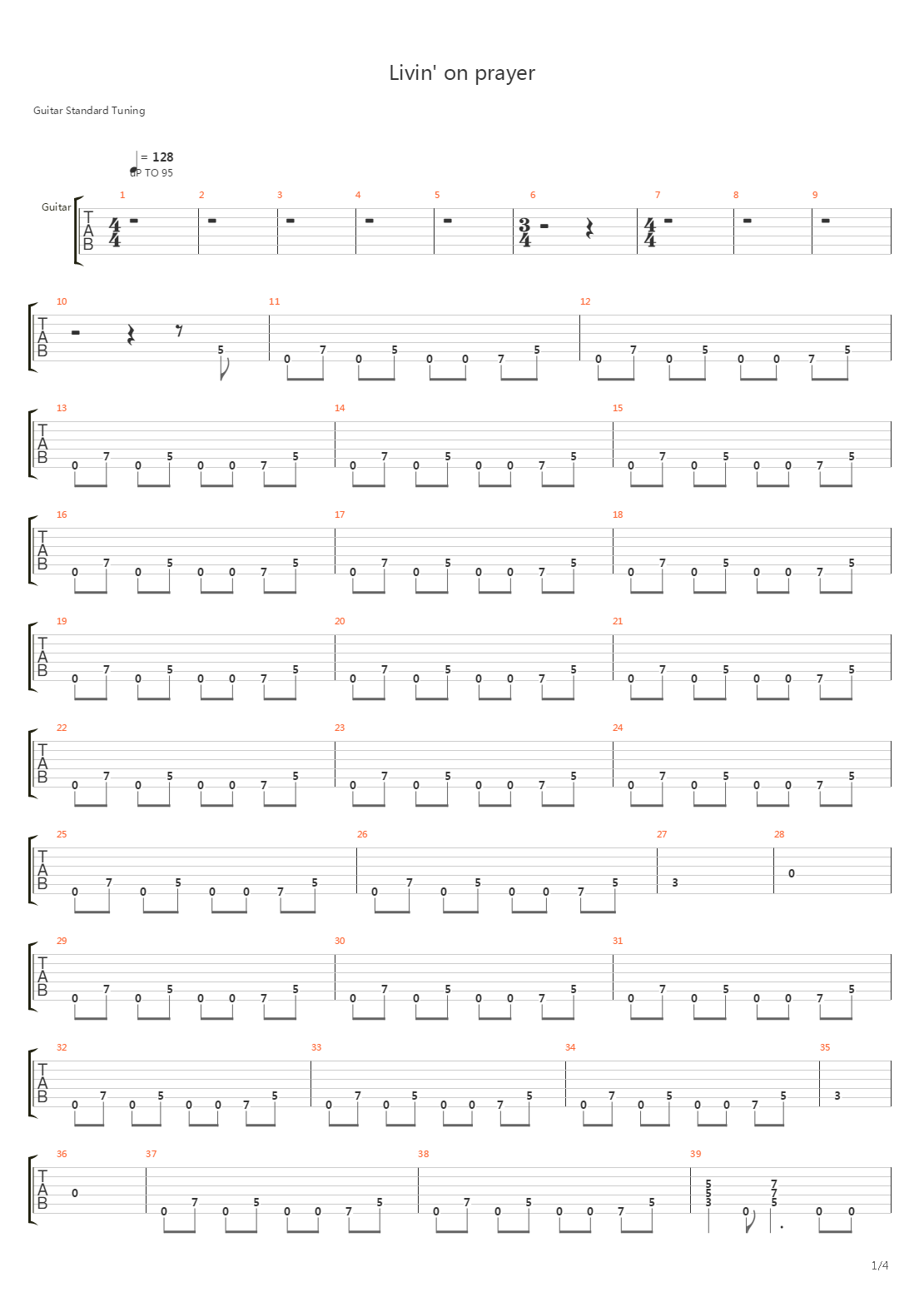 Livin On A Prayer吉他谱
