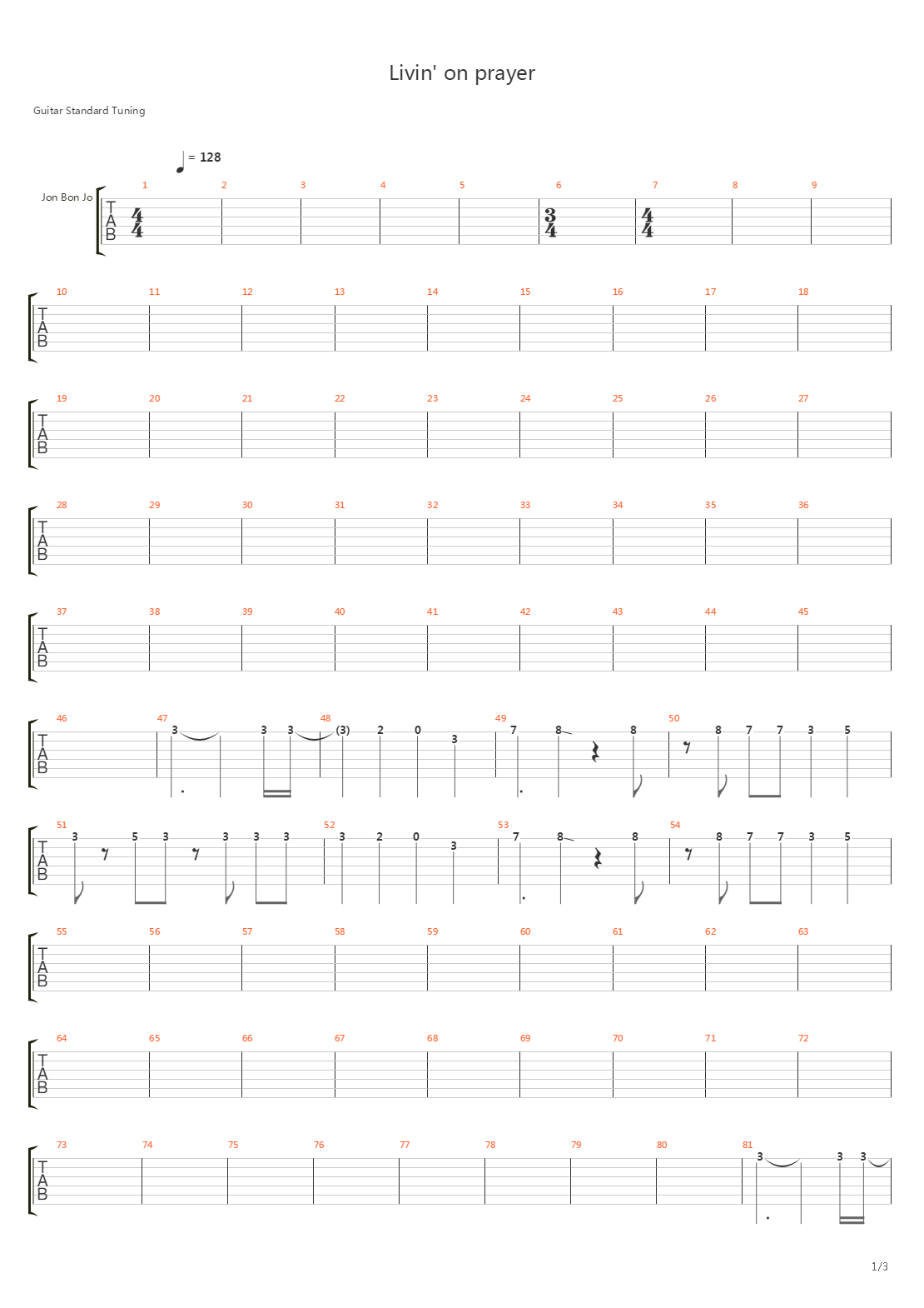 Livin On A Prayer吉他谱
