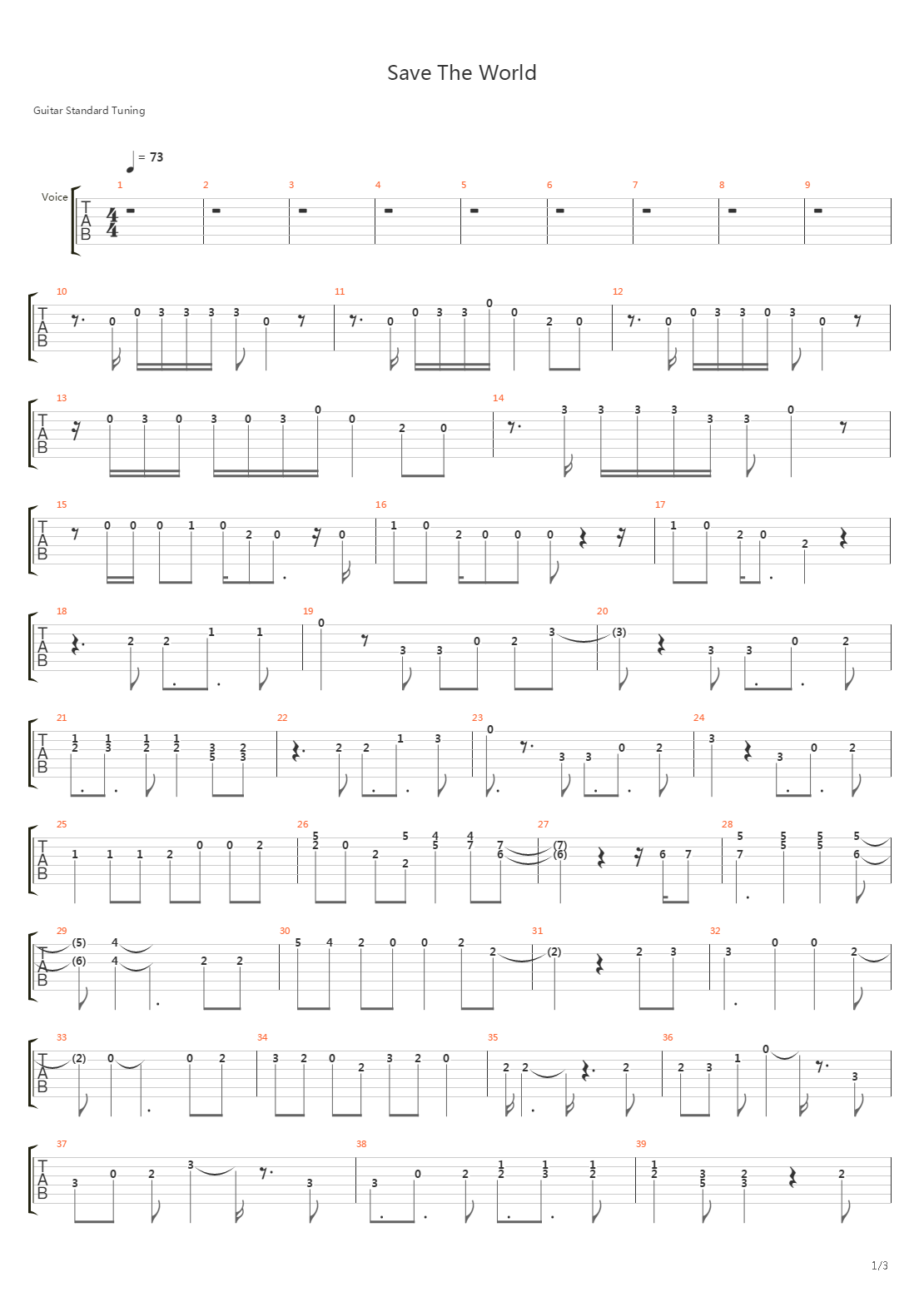 Save The World吉他谱