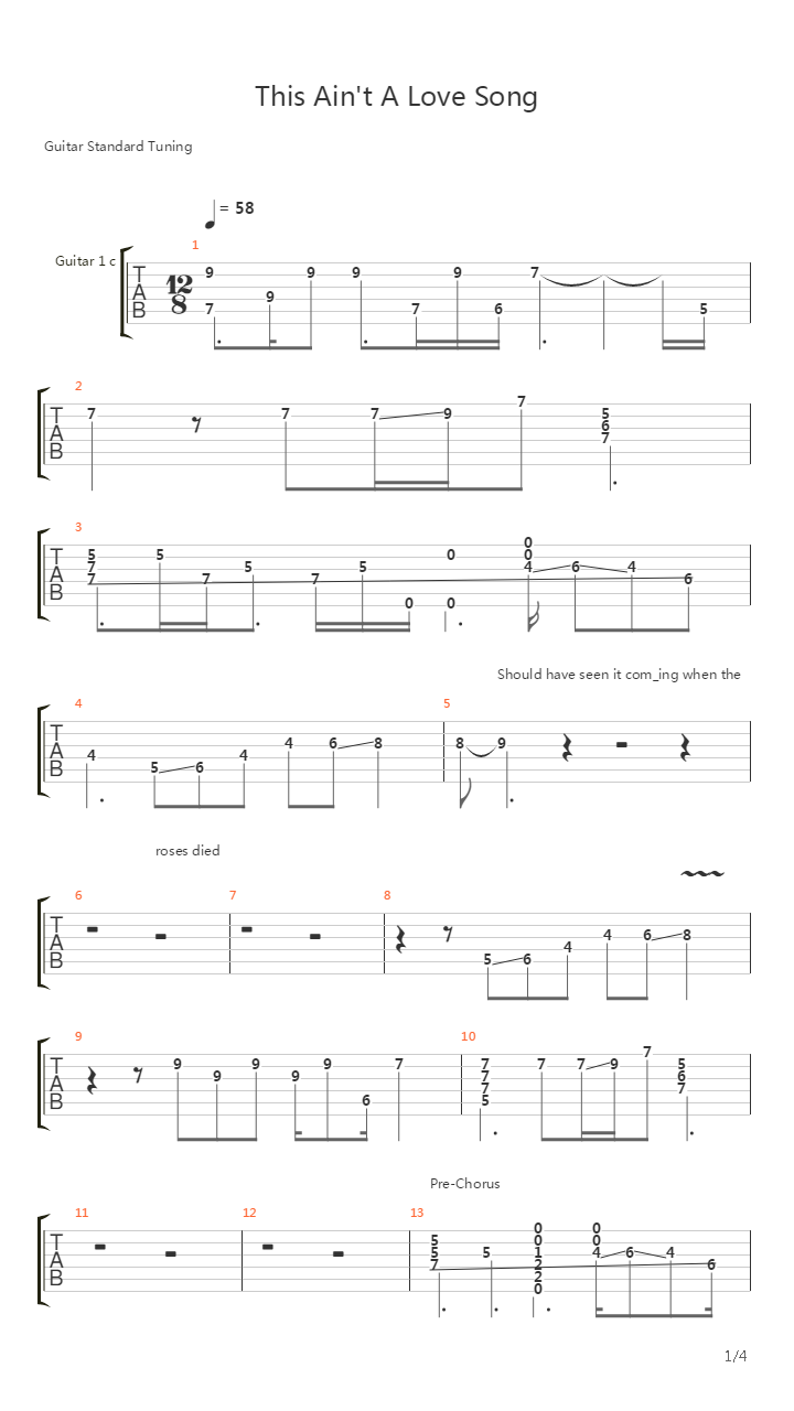 This Aint A Love Song吉他谱