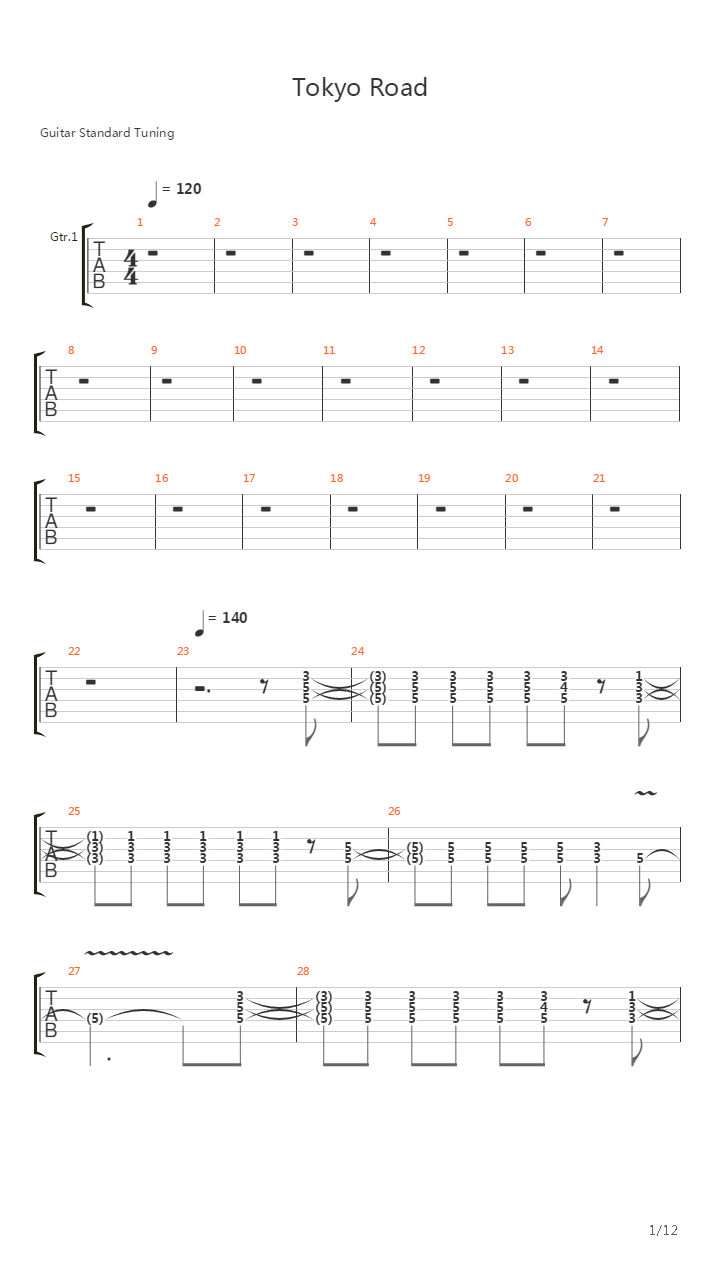 Tokyo Road吉他谱