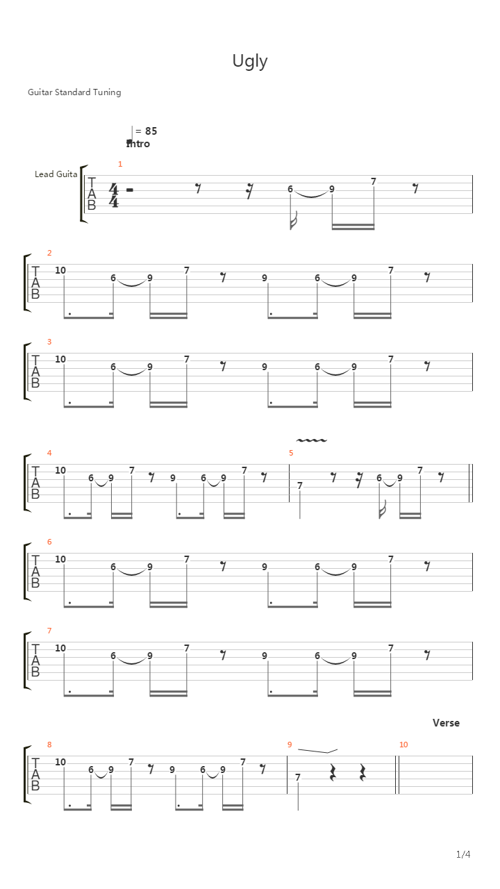 Ugly吉他谱