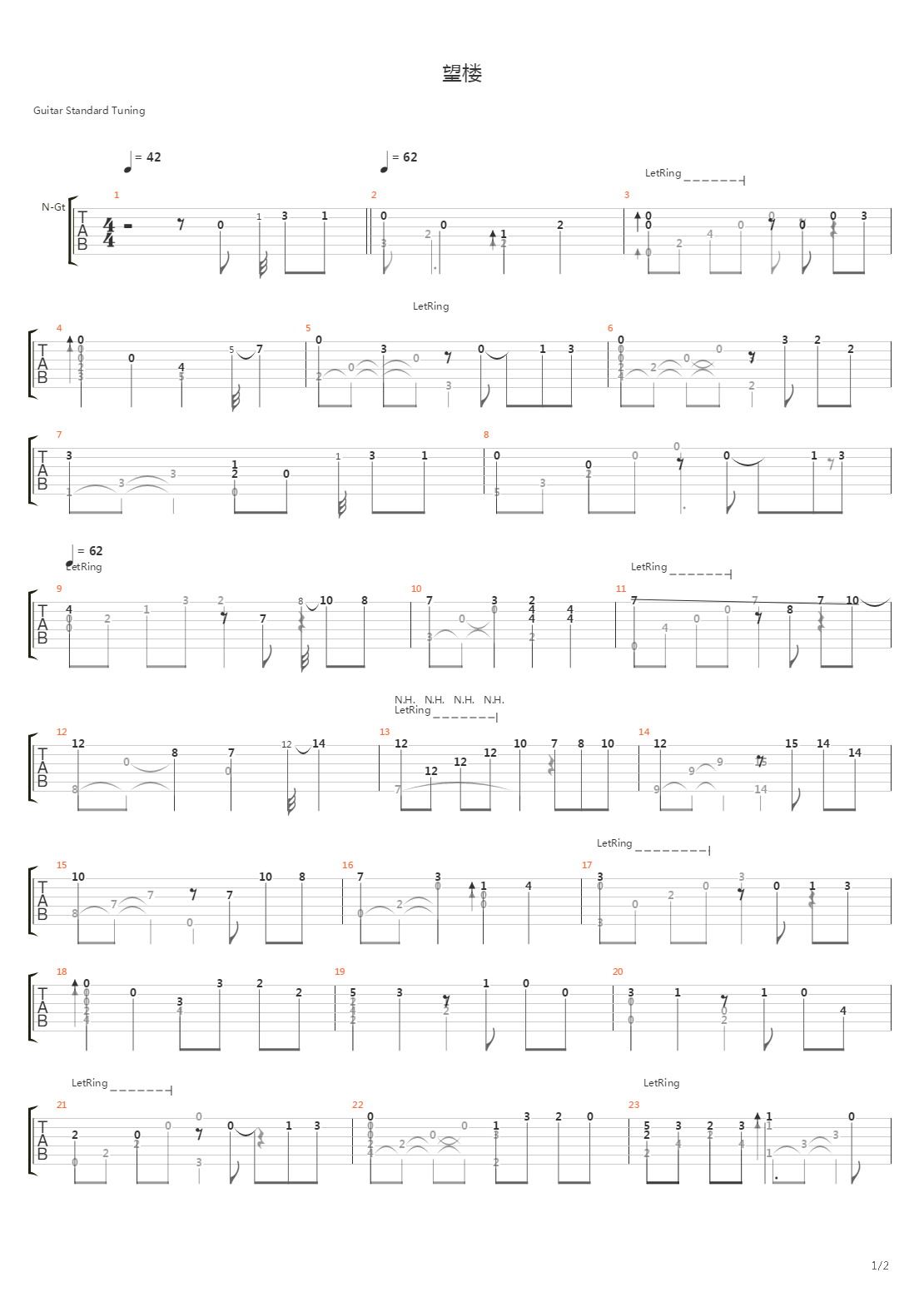 ARIA(水星领航员) - 望楼吉他谱