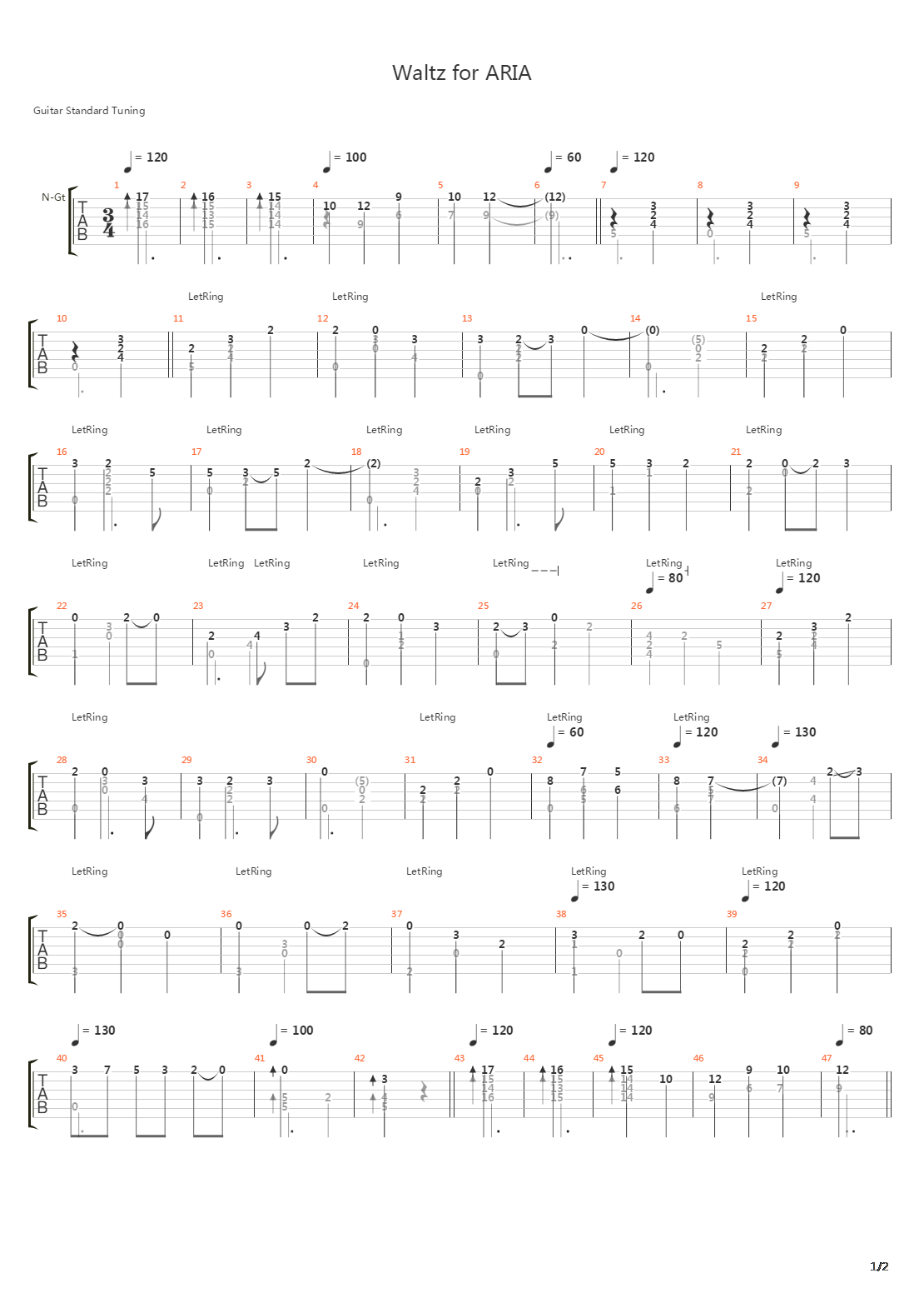 ARIA(水星领航员) - Waltz for Aria吉他谱