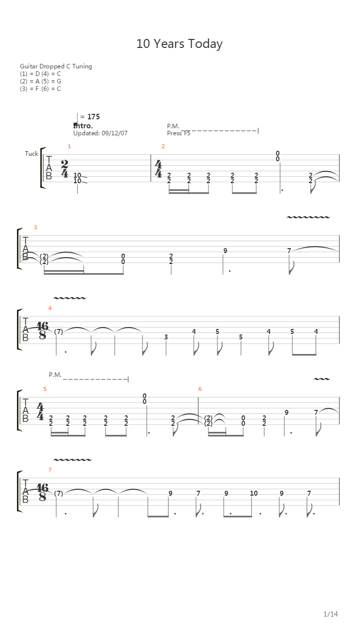 10 Years Today吉他谱