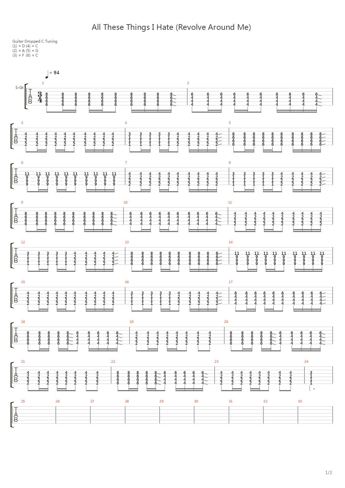 All These Things I Hate That Revolves Around Me吉他谱