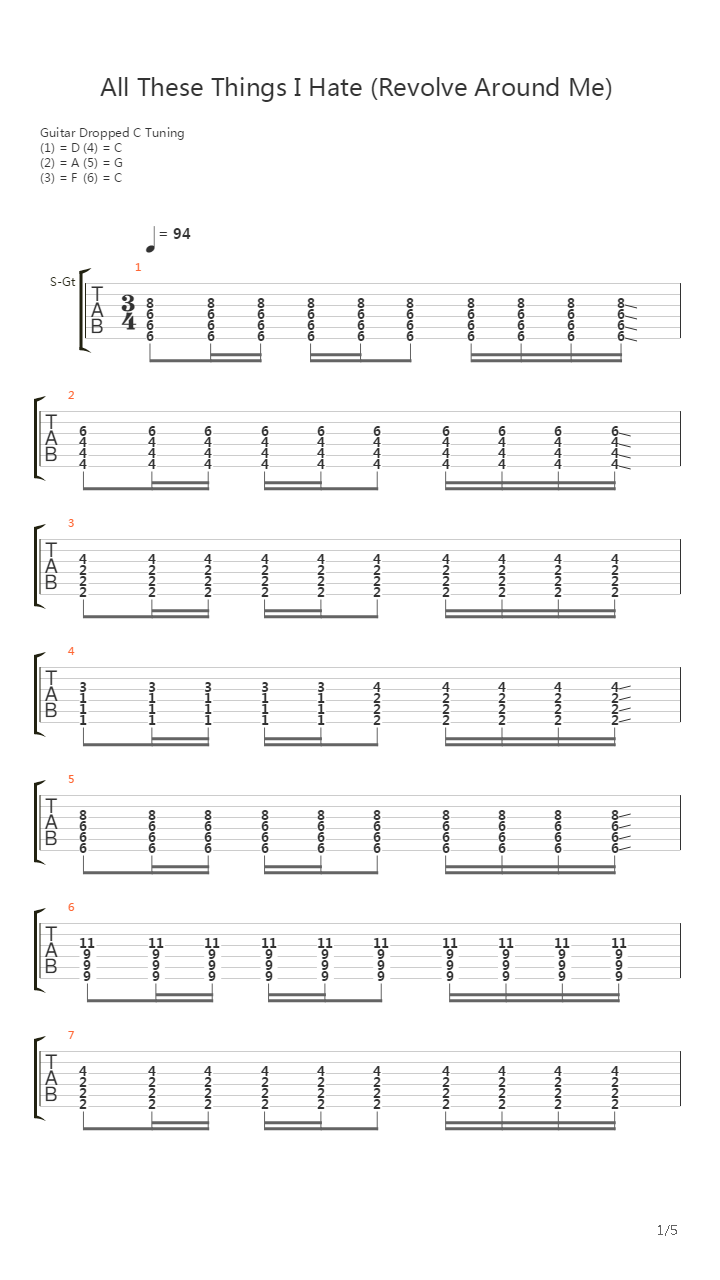 All These Things I Hate That Revolves Around Me吉他谱