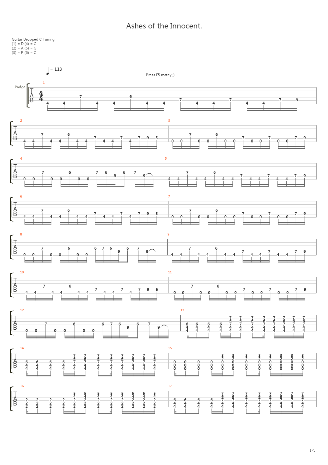 Ashes Of The Innocent吉他谱