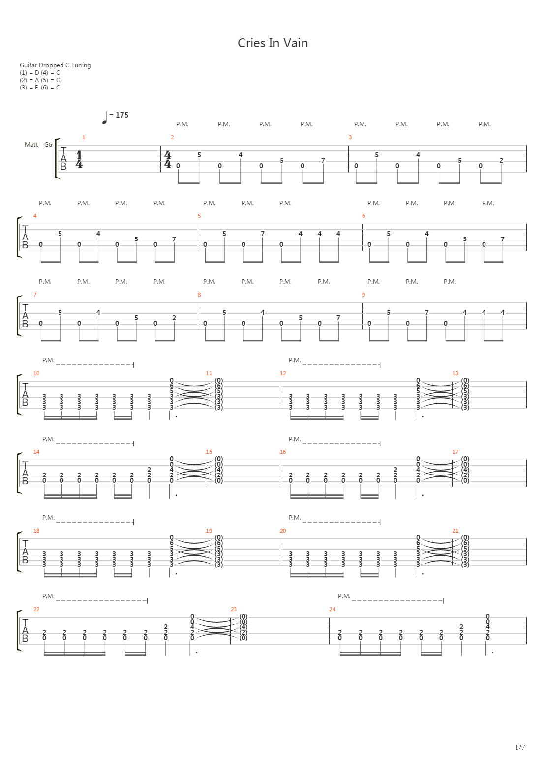 Cries In Vain吉他谱