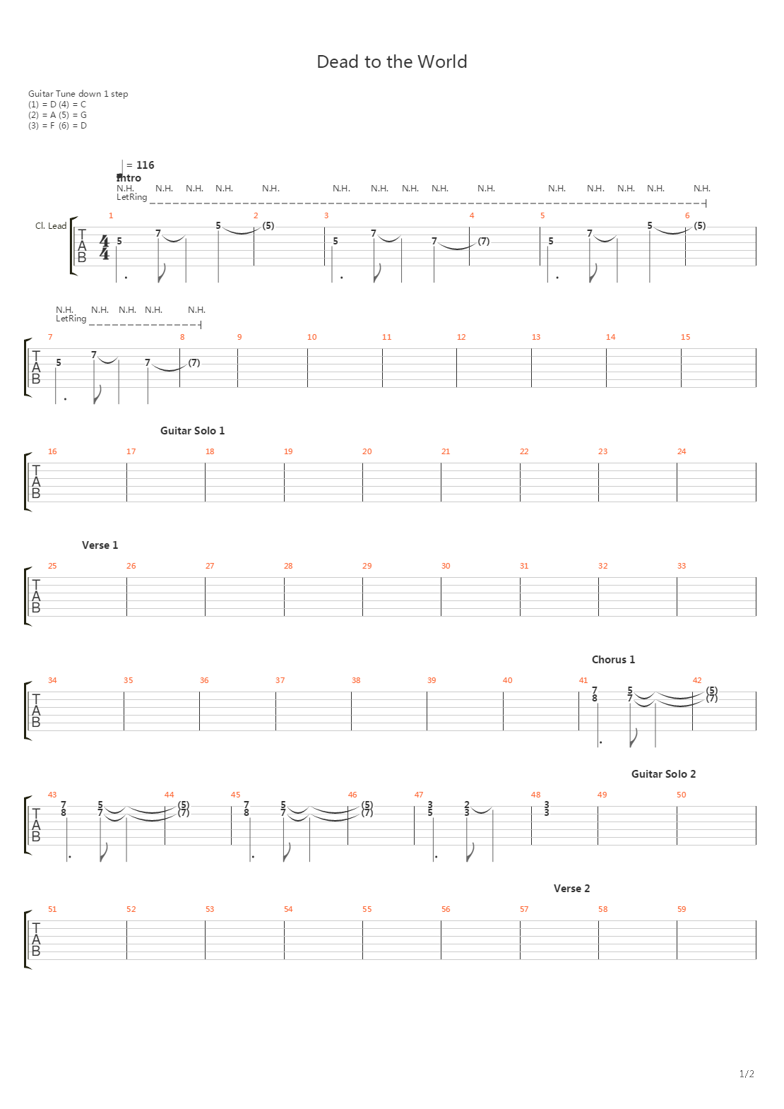 Dead To The World吉他谱