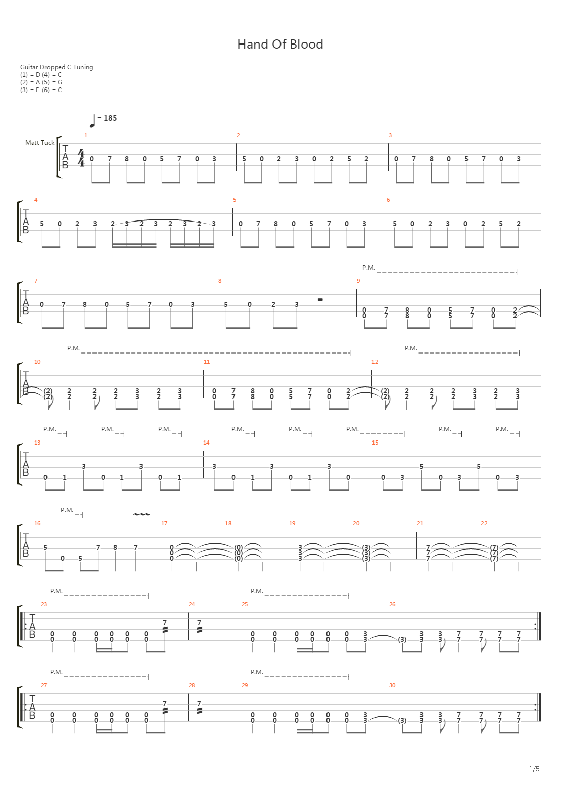 Hand Of Blood吉他谱