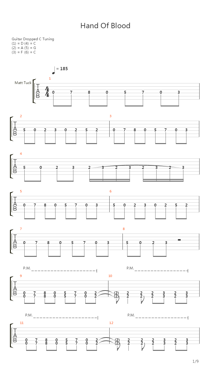 Hand Of Blood吉他谱