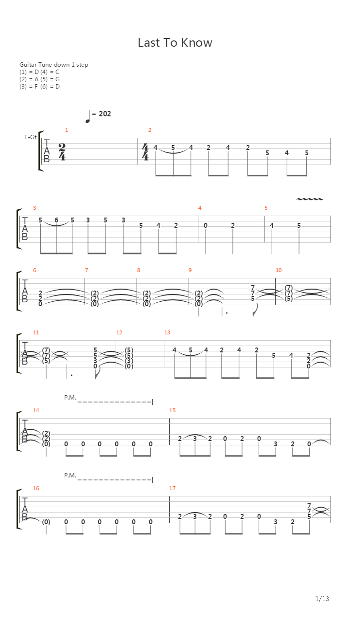 Last To Know吉他谱