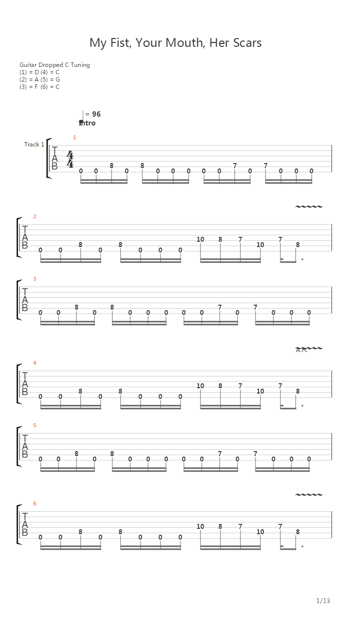 My Fist Your Mouth Her Scars吉他谱