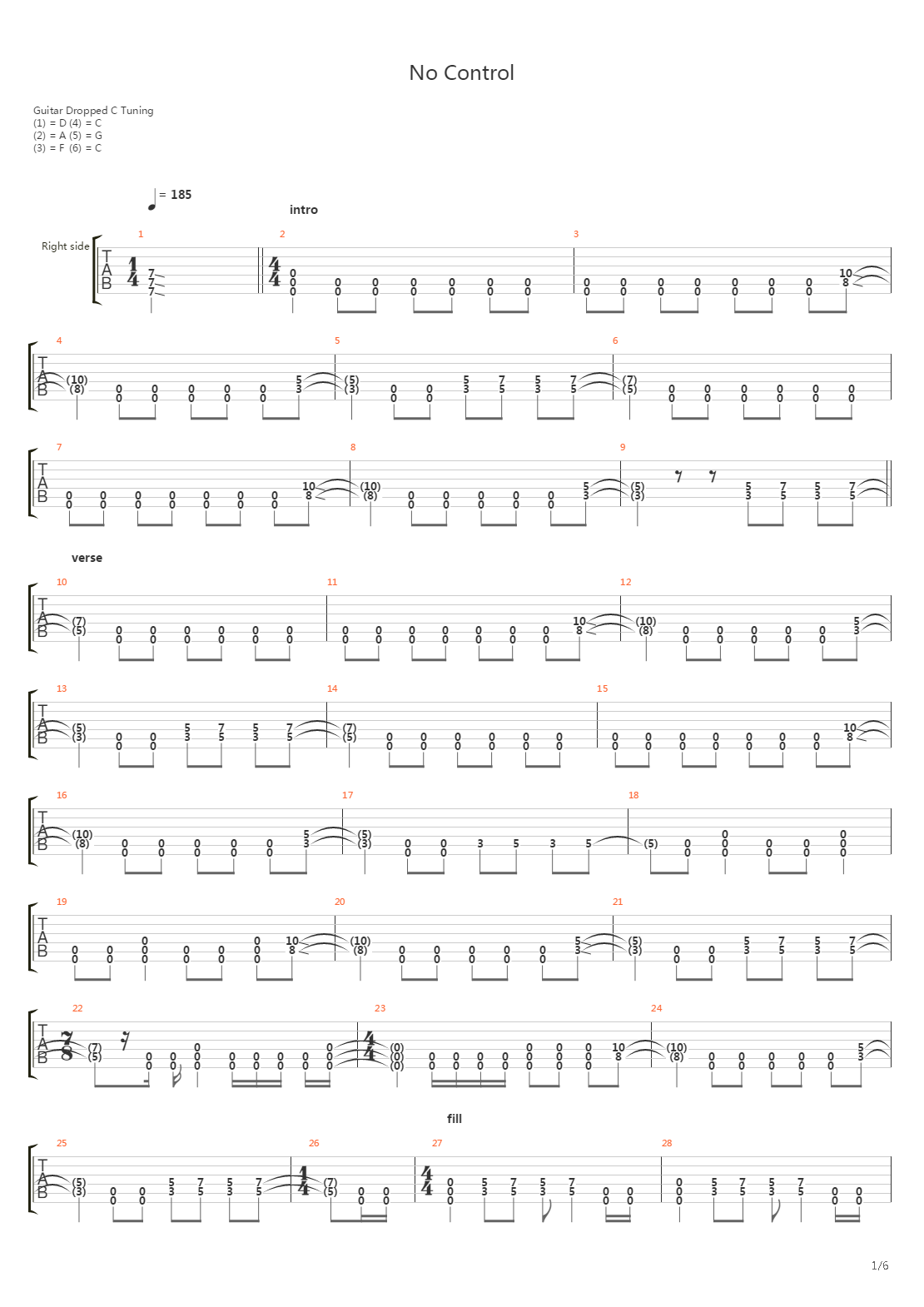 No Control吉他谱