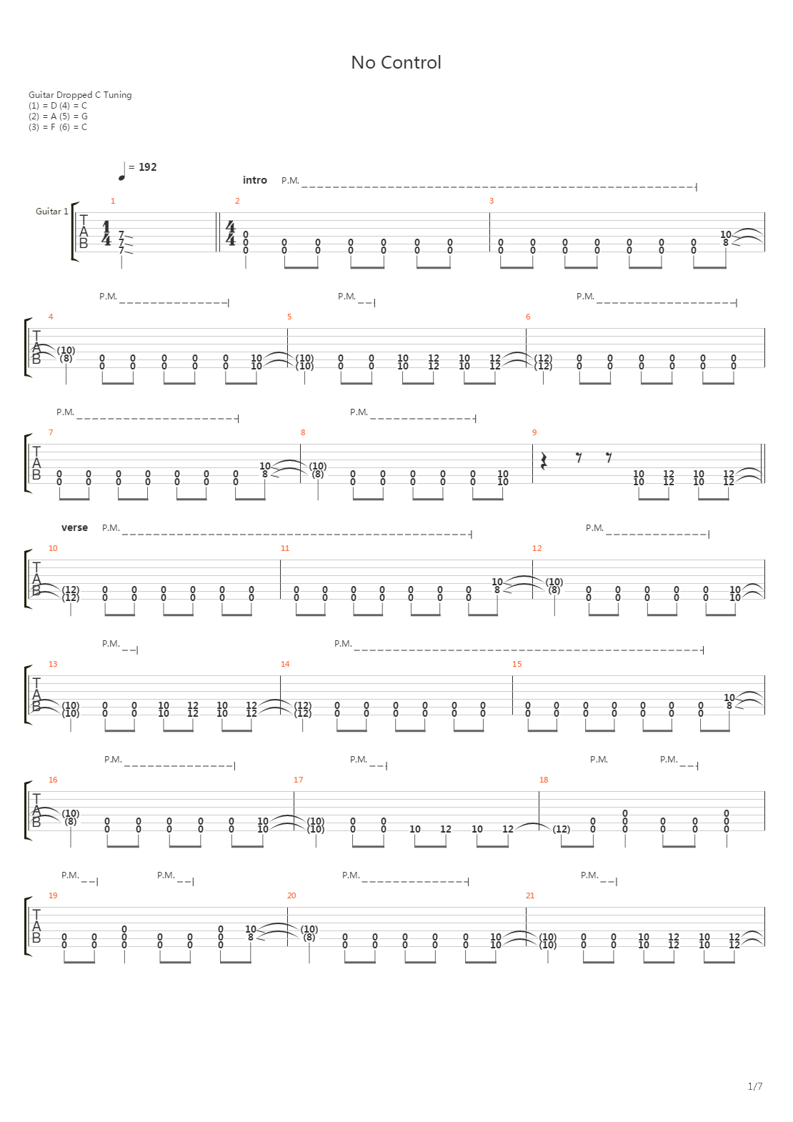No Control吉他谱