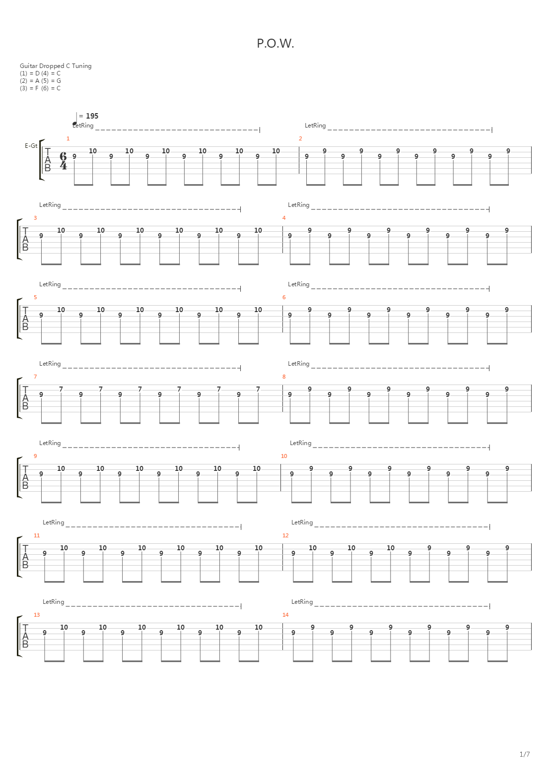 Pow吉他谱