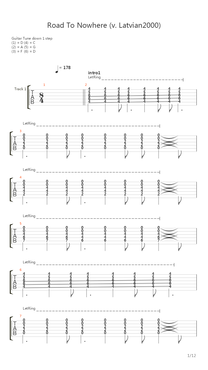 Road To Nowhere吉他谱