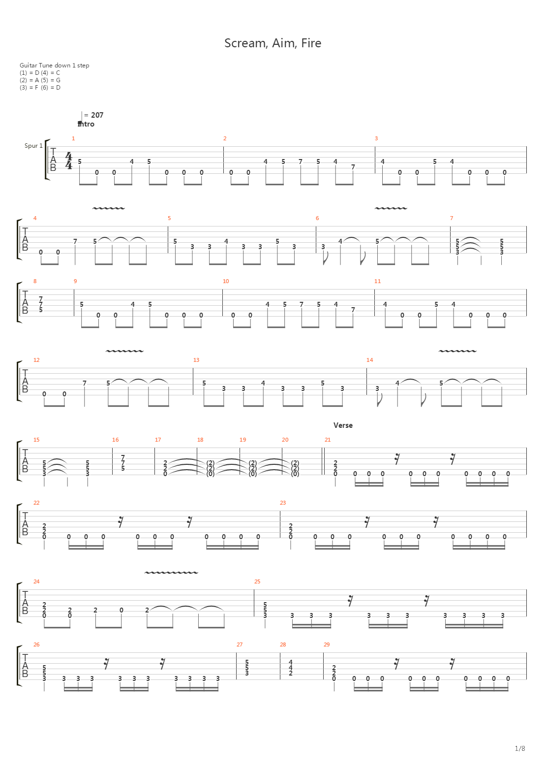 Scream Aim Fire吉他谱