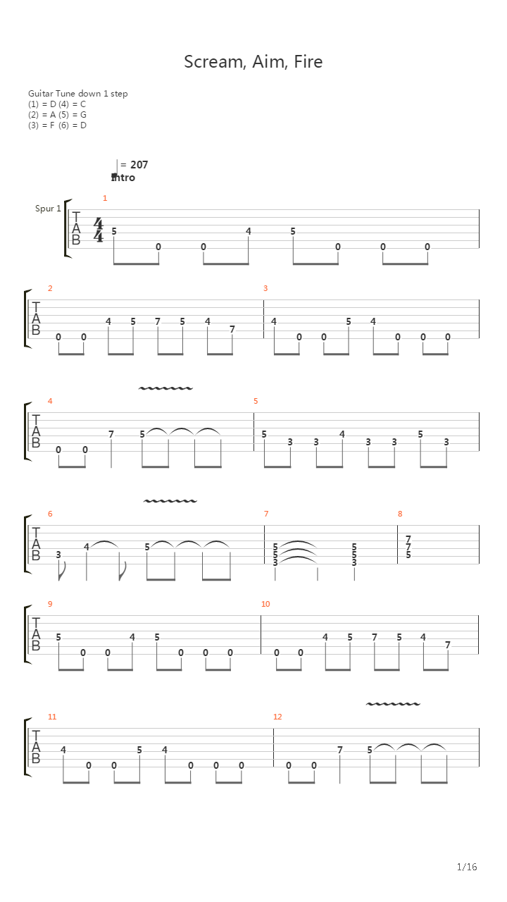 Scream Aim Fire吉他谱