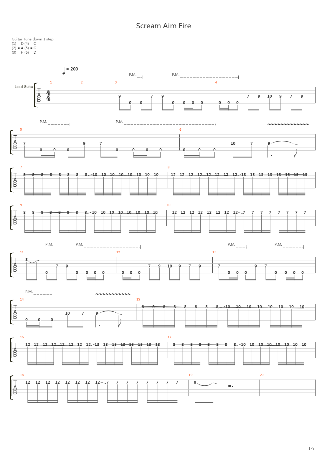 Scream Aim Fire吉他谱