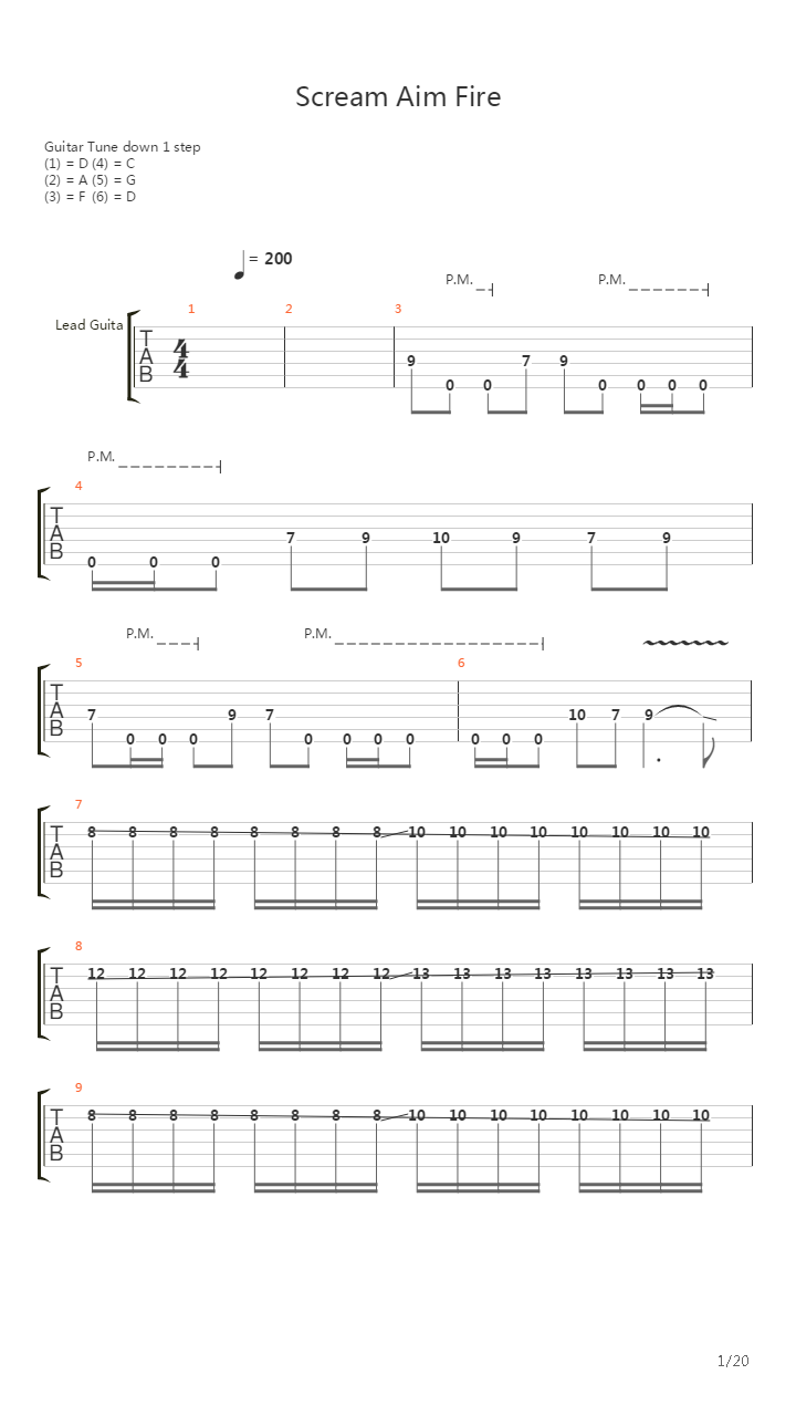 Scream Aim Fire吉他谱