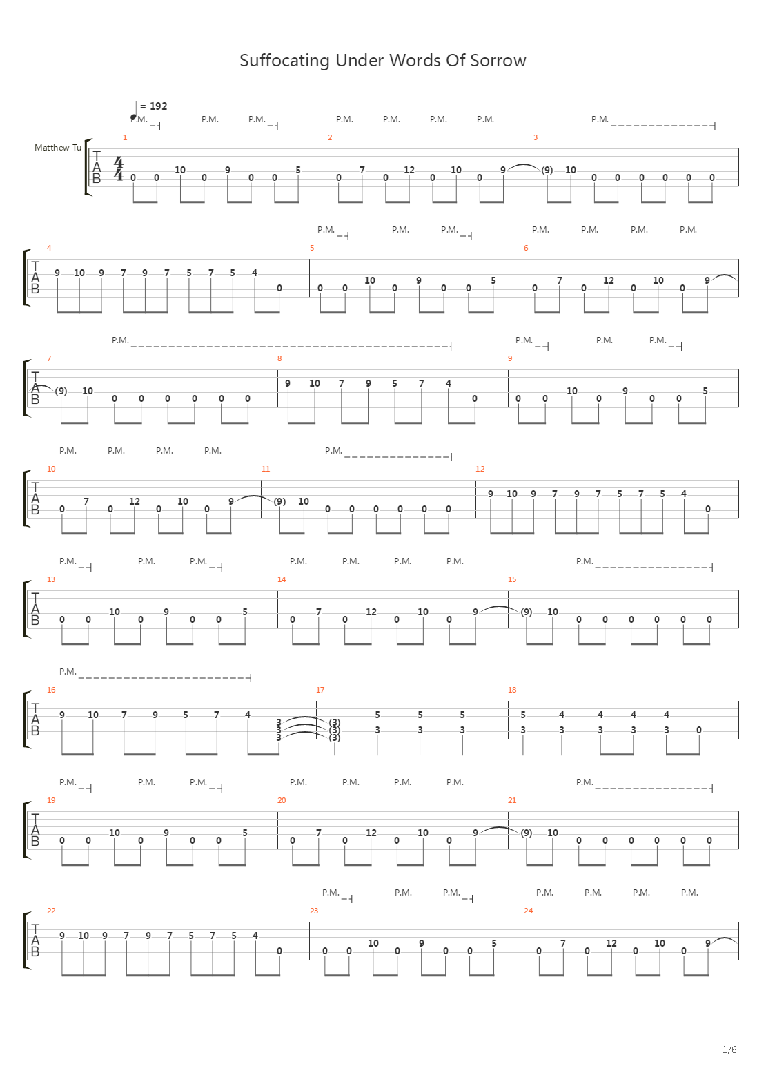 Suffocating Under Words Of Sorrow吉他谱
