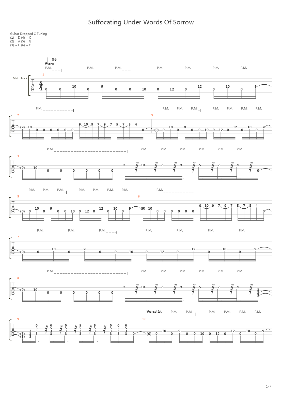 Suffocating Under Words Of Sorrow吉他谱